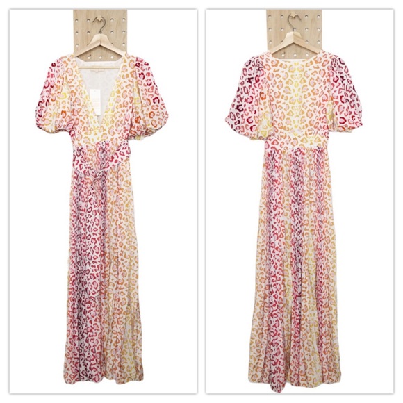 NWT ROCOCO SAND AVANA LEOPARD MAXI PLEATED DRESS - Picture 9 of 16